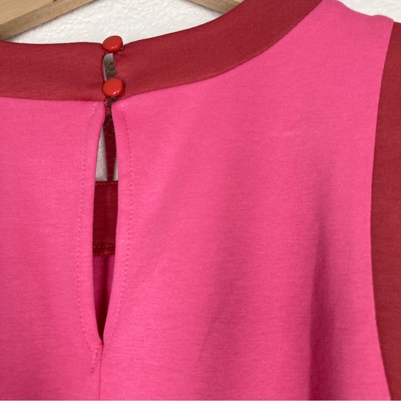 New York & Company Pink Red Dress Medium Sleeves Less Pull Over Cotton - Picture 11 of 15